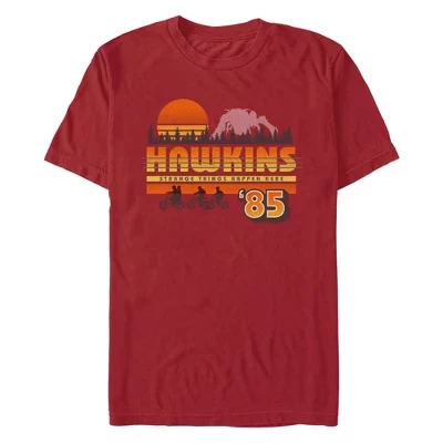 Мужская футболка Stranger Things Retro Hawkins Bikers, бордовая