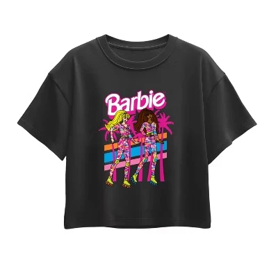 Футболка для девочек Barbie Retro Skate, черная