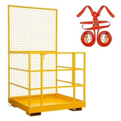 Forklift Safety Cage, Forklift Safety Work Platform, 43x45 in., Meets OSHA Standards, Capacity 1400 lb., Including Seat Belt Attachment 43x45in