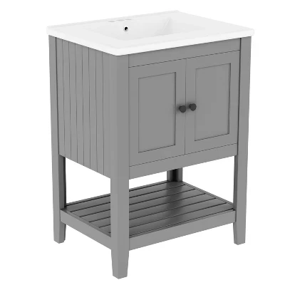 Тумба с раковиной Clihome 24″, серая