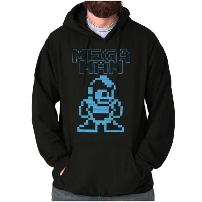 Mega Man Пиксельная видеоигра Robot Hoodie Толстовка с капюшоном Женская мужская лицензионная черная