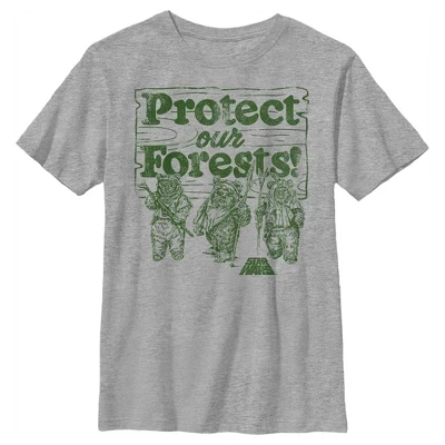 Футболка для мальчика Ewok Protect Our Forests с надписью athletic heather