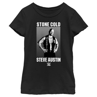 Женская черно-белая футболка с изображением Стива Остина Stone Cold Steve Austin черная