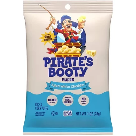 Слоеные пирожки с выдержанным белым сыром Чеддер Pirate's Booty - 1 унция