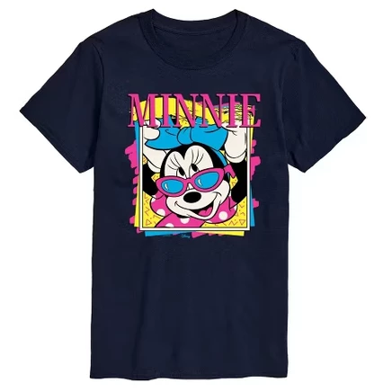 Мужская футболка с коротким рукавом и рисунком Minnie в стиле ретро темно-синего цвета