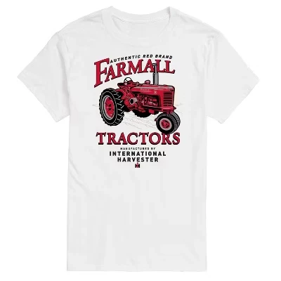 Мужская винтажная футболка Farmall Red Brand Tractors с коротким рукавом и графическим рисунком белого цвета.