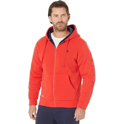 Мужская толстовка на молнии U.S. POLO ASSN. с тисненым логотипом, красная