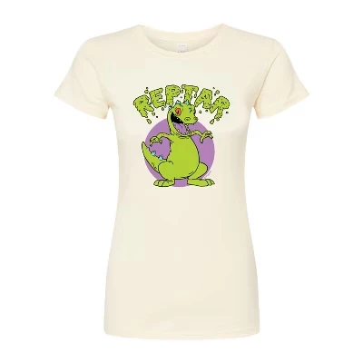 Женская приталенная футболка с рисунком Reptar Slime из натуральной кожи