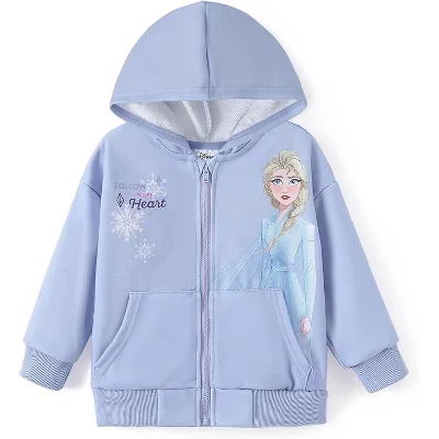 Пальто для девочек Disney Kids застегиваются на молнию синего цвета