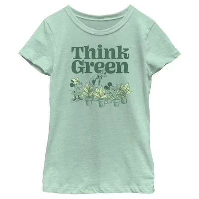 Детская футболка Mickey & Friends Think Green, мятная