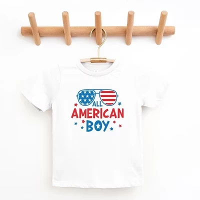 Молодежная футболка с коротким рукавом и солнцезащитными очками All American Boy, белая