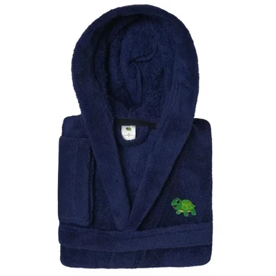 Махровый халат Linum Kids с капюшоном из 100% полиэстера и супер ПЛЮША с двойной отделкой - TURTLE , KIDS50-ДИЗАЙН turtle