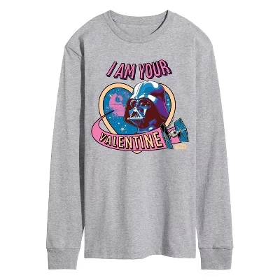 Мужская футболка с длинным рукавом и рисунком Дарта Вейдера I Am Your Valentine athletic heather