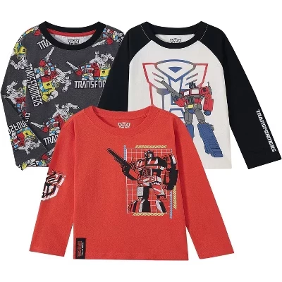 Рубашка с длинным рукавом для мальчиков Hasbro Boys, 3 шт., для малышей и больших детей, красная