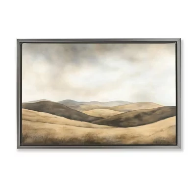 Картина на холсте Stupell Industries Brown Landscape Hills, серая