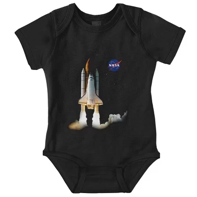 Детский комбинезон для мальчиков или девочек с лицензией NASA Rocketship Launch Takeoff черного цвета