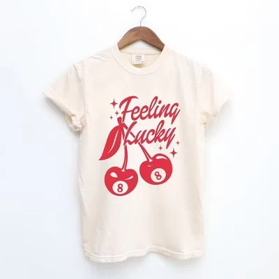Окрашенная футболка с коротким рукавом для женщин Feeling Lucky Cherries