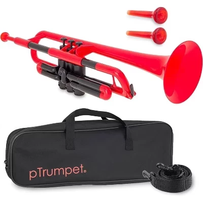 Пластиковая труба pInstrument pTrumpet Bb, красная, с мундштуками и чехлом