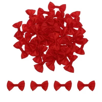 Аксессуары для подарочной упаковки Fabric Party DIY из атласной мини-ленты с бантиками 50 шт. красного цвета
