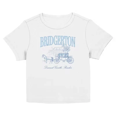 Юниорская женская футболка Bridgerton Dear Gentle Reader Horse Carriage с изображением белой цапли