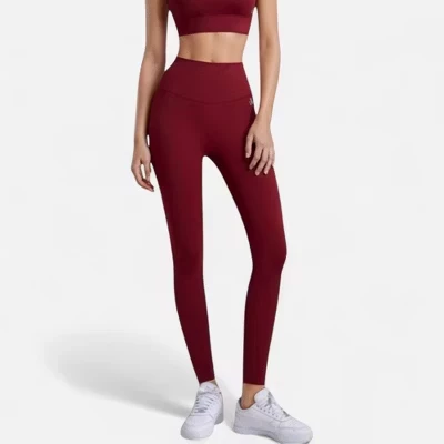 Женские леггинсы Anna-Kaci High Waist с высокой талией, бордовые