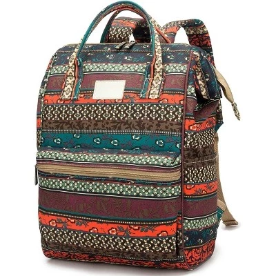 Wide-Open Laptop Backpack for 15.6 Inch - Travel & Outdoor Backpack, Floral Design. bohemian（open wide）