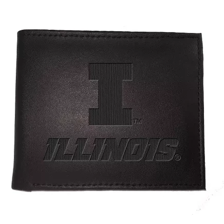 Evergreen NCAA Illinois Fighting Illinini Черный кожаный двойной кошелек, официально лицензированный, с подарочной коробкой