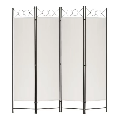 Room Dividers 4 Panel 5.6FT Folding Freestanding Room Divider Privacy Divider Partition with Fabric & Metal Frame for Home Office Bedroom beige