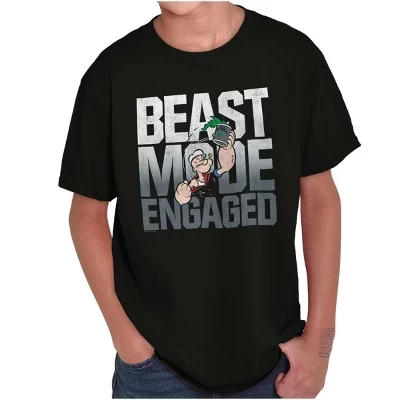 Футболки Beast Gym Engaged Popeye Sailor с круглым вырезом для мальчиков и девочек лицензионного синего цвета