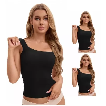 Женские майки INSPIRE CHIC 3 шт. с лифом, U‑спинка, черные