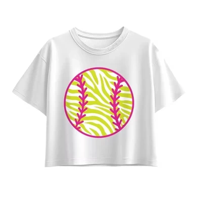 Детская футболка Instant Message Tiger Print Softball, белая