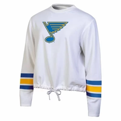 Женская белая флисовая толстовка с длинным рукавом St. Louis Blues Crew