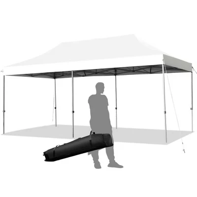 10'x20' Всплывающий тент с навесом, складной сверхпрочный солнцезащитный козырек, регулируемый с сумкой белого цвета