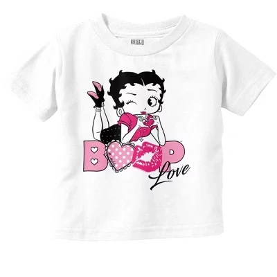 Винтажная футболка Betty Boop Cartoon Love для маленьких девочек лицензионного белого цвета