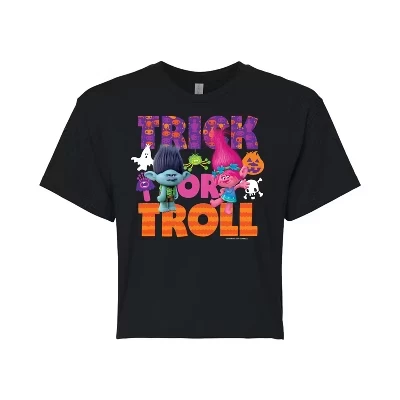 Женская укороченная футболка Trolls Trick Or Troll, черная