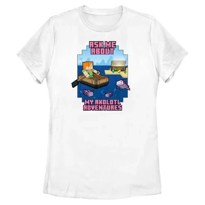 Женская футболка Minecraft Axolotl Adventures, белая