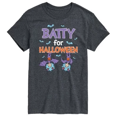 Мужская футболка Batty For Halloween Thing 1 и Thing 2 с коротким рукавом и графическим рисунком heather charcoal