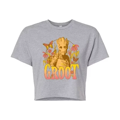 Женская укороченная футболка с цветочным рисунком Guardians of the Galaxy Groot