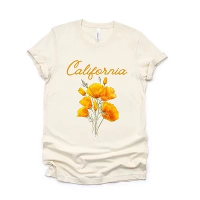 Женская кремовая футболка с коротким рукавом и ярким рисунком California Flower