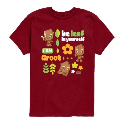 Boys' - Guardians Of The Galaxy - Groot Grid Short Sleeve Graphic T-Shirt garnet