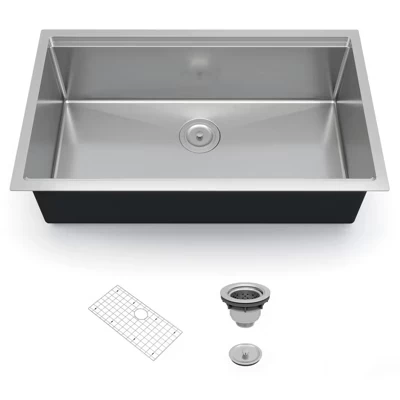 Modern Drop-in Workstation Kitchen Sink - 16 Gauge Stainless Steel Topmount Sink, 9