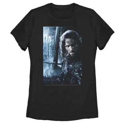 Женская футболка Lord of the Rings Aragorn постер, черная