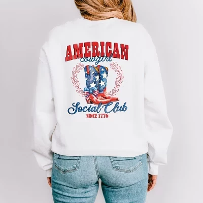 Толстовка American Cowgirl Social Club белого цвета спереди и сзади