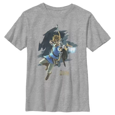 Футболка для мальчика Zelda Link с луком и стрелами для прыжков, спортивная heather