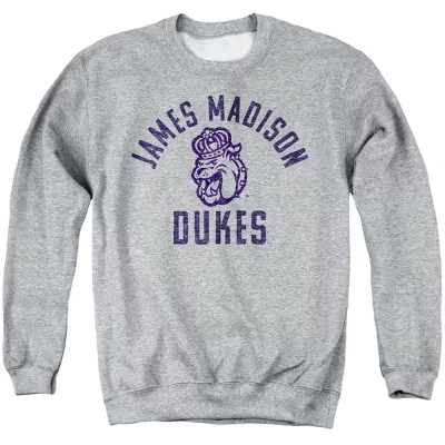 Мужская однотонная толстовка с круглым вырезом от James Madison University большого размера от Dukes athletic heather