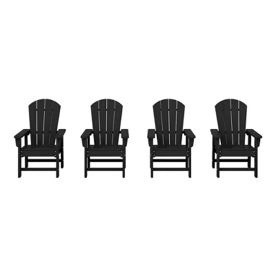 Пластиковый стул для патио Malibu Kids Outdoor Adirondack (комплект из 4-х предметов) черный