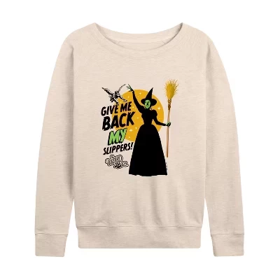 Women's - Wizard of Oz - Give Me Back My Slippers Lightweight French Terry Wide Neck Long Sleeve Graphic Shirt birch
