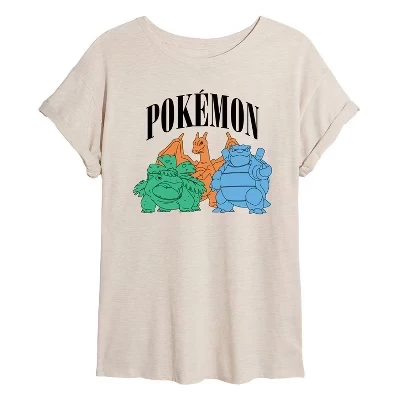Женская футболка с рисунком группы Blastoise - Pokémon - Charizard Venusaur, выполненная в стиле оверсайз.