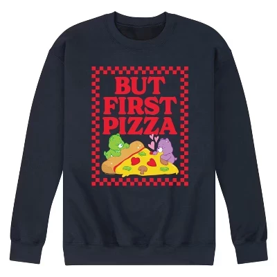 Мужская флисовая толстовка But First Pizza с графическим рисунком