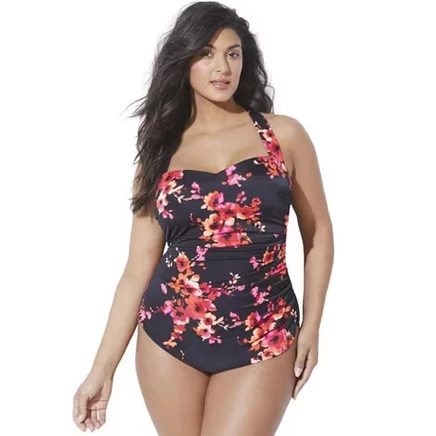 Женский купальник Swimsuits for All с запахом, маки